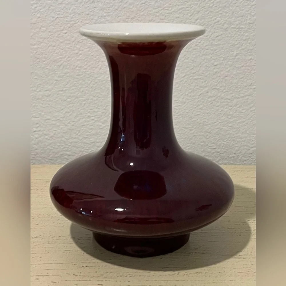 Rare Vintage Jingdezhen Oxblood Vase From Gumps San Francisco With Box EUC